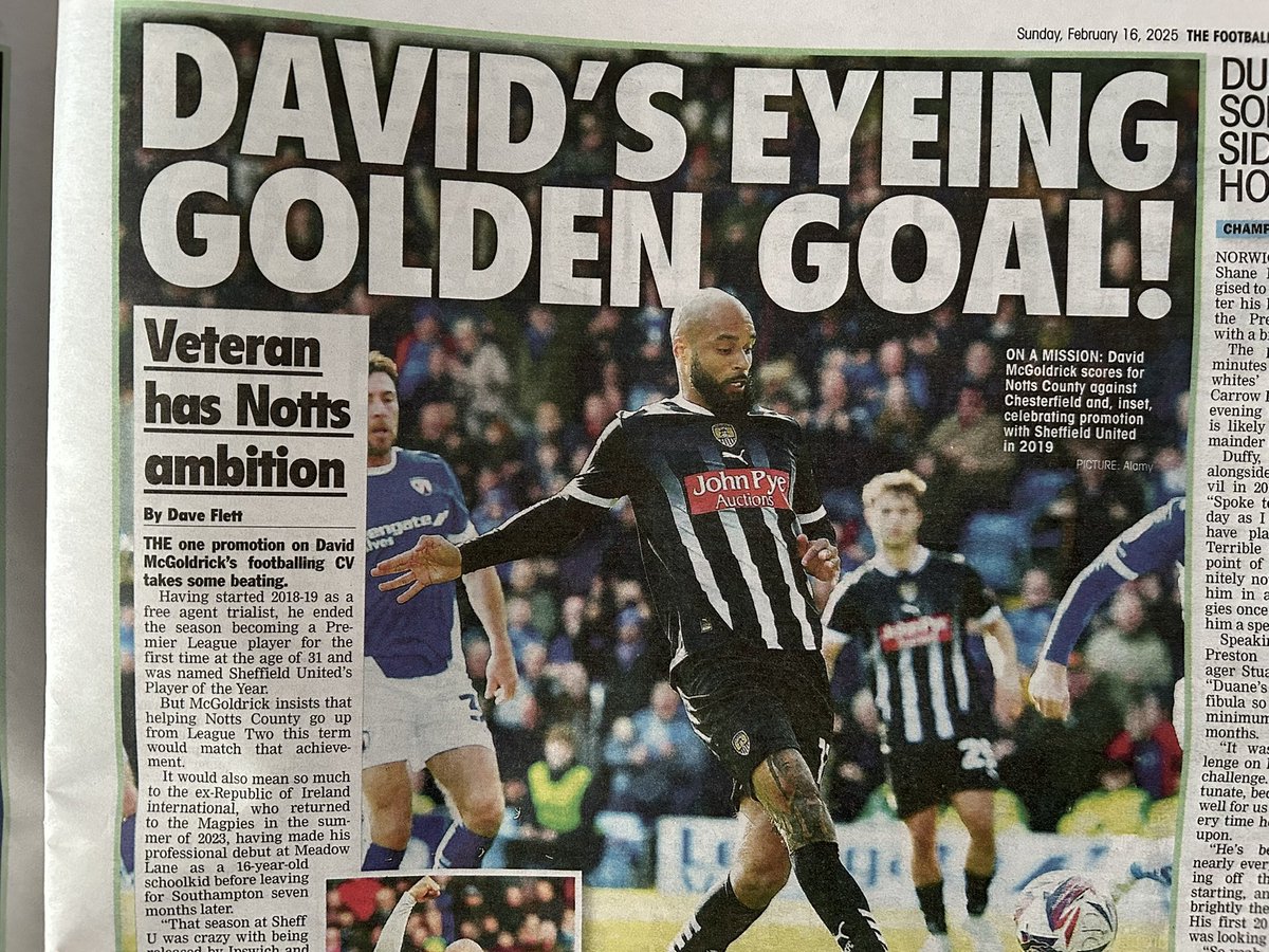 Dave Flett (@daveflettpress) on Twitter photo One for <a href="/Official_NCFC/">Notts County FC</a> fans. I spoke to David McGoldrick about how promotion this term would be as big an accomplishment as the season he started as a free agent trialist & ended a Premier League player for the first ever time. Full story in <a href="/TheLeaguePaper/">The Football League Paper</a> - in shops now. #Notts One for <a href="/Official_NCFC/">Notts County FC</a> fans. I spoke to David McGoldrick about how promotion this term would be as big an accomplishment as the season he started as a free agent trialist & ended a Premier League player for the first ever time. Full story in <a href="/TheLeaguePaper/">The Football League Paper</a> - in shops now. #Notts