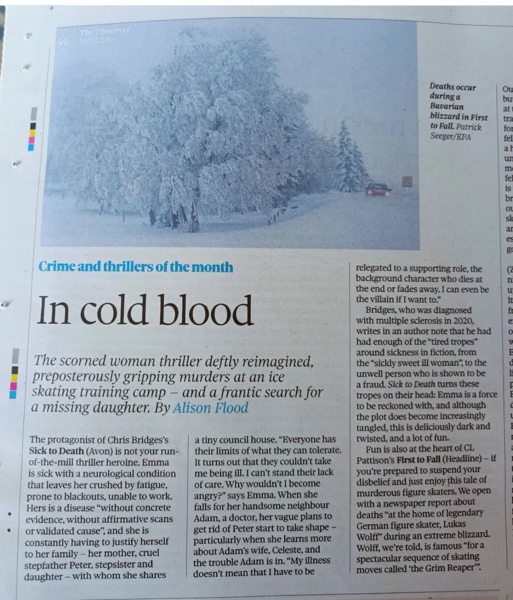 Bookish_Becky's tweet image. Securing coverage for brilliant authors will never get old - such a buzz each time! Thrilled to see SICK TO DEATH by debut author Chris Bridges in today’s Observer - ‘deliciously dark and twisted, and a lot of fun’. Coming March!