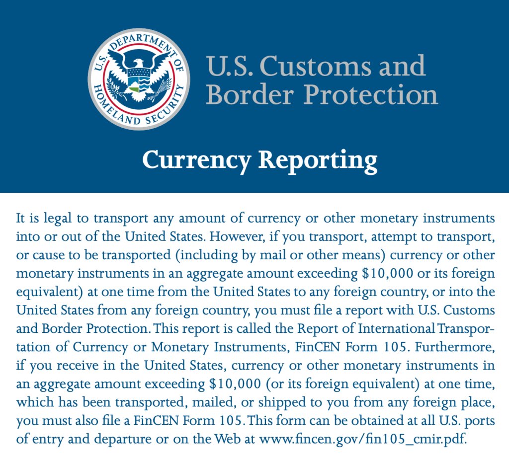 DFOFlorida's tweet photo. Did you know you must declare currency or monetary instruments exceeding $10,000 when entering the United States?
Learn more here: https://t.co/mOCk6cqpzg
#TravelTips #USCustoms #CurrencyDeclaration #InternationalTravel #TravelAdvice #TravelAware #CustomsRegulations https://t.co/jrKIhdh0Y9