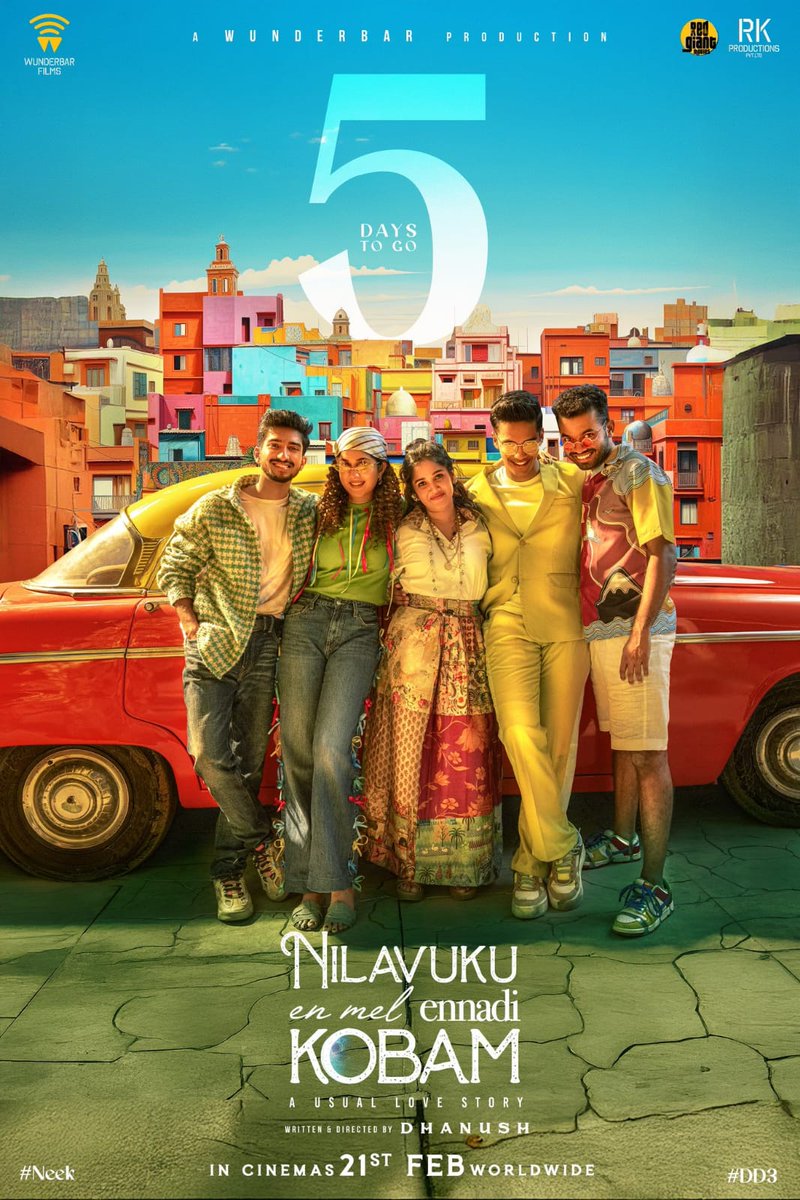 rameshlaus's tweet image. 5 DAYS TO GO for #Neek🔥❤️

#NEEKFromFeb21 

#DD3 #NilavukuEnMelEnnadiKobam

A #Dhanush Directorial 🎬
A @gvprakash musical 🎶 

@dhanushkraja @wunderbarfilms @RedGiantMovies_ @MShenbagamoort3 
@siddshankar_ @RsquaredRams 
@Mathewthomass__ @editor_prasanna 
#LeonBritto @jacki_art