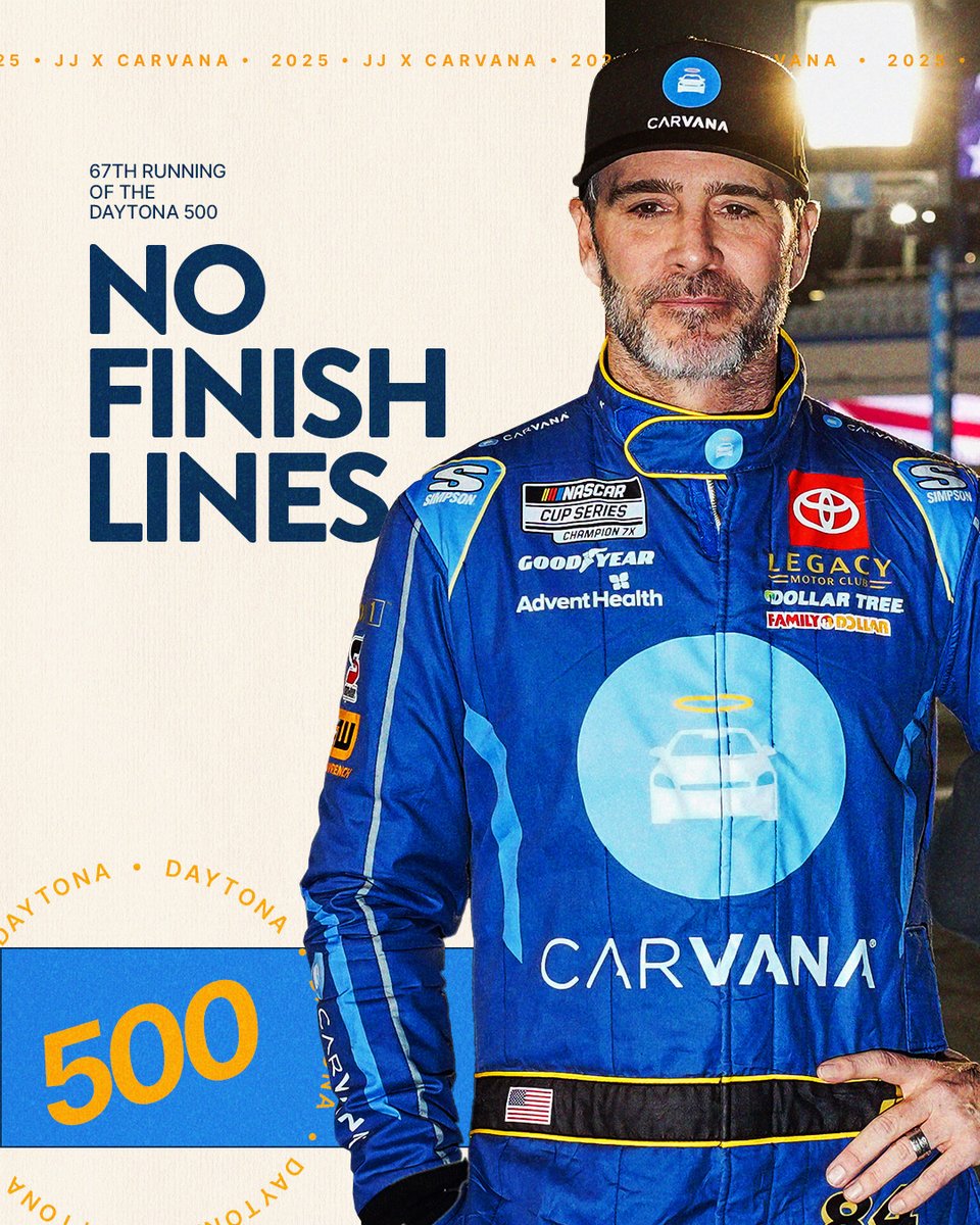 Buckle up because it's time! 💨🏁 .<a href="/JimmieJohnson/">Jimmie Johnson</a> is set to battle in the 67th #DAYTONA500 at 1:30 PM ET. The fight for the checkered flag is about to begin—don’t miss it on FOX! #NASCAR #JimmieJohnson #CARVANA