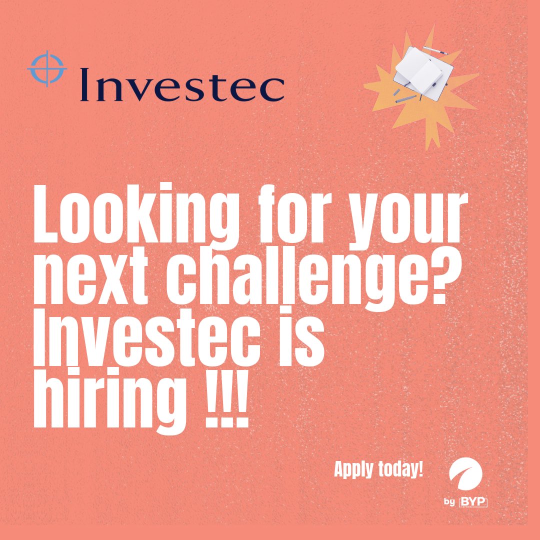 BYPNetworkApp's tweet image. 🚀 Exciting Career Opportunities at Investec! 🚀

Looking for your next challenge? Investec is hiring for dynamic roles:

For easy application, head over to our Bio!

#Investec #CareerOpportunities #BYPNetwork

@Investec