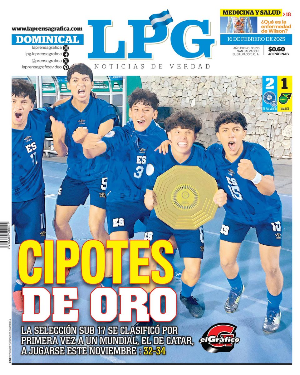 #PortadaLPG | El Salvador le gana a Jamaica y clasifica al Mundial Sub-17

laprensagrafica.com/deportes/El-Sa…