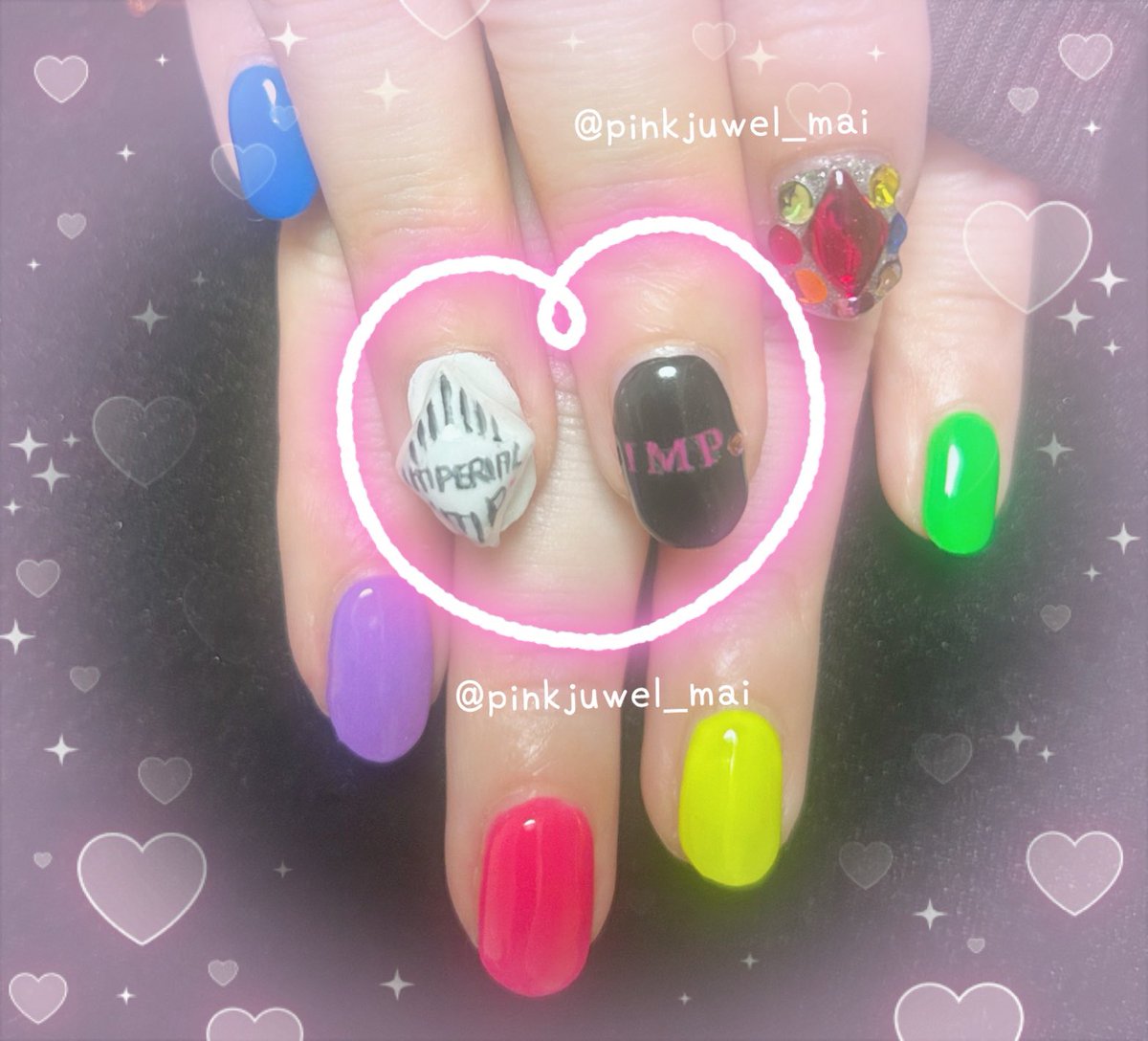 🩷💛💙💚♥️🧡💜 #IMP_IMPERIAL ツアーネイル2月Ver