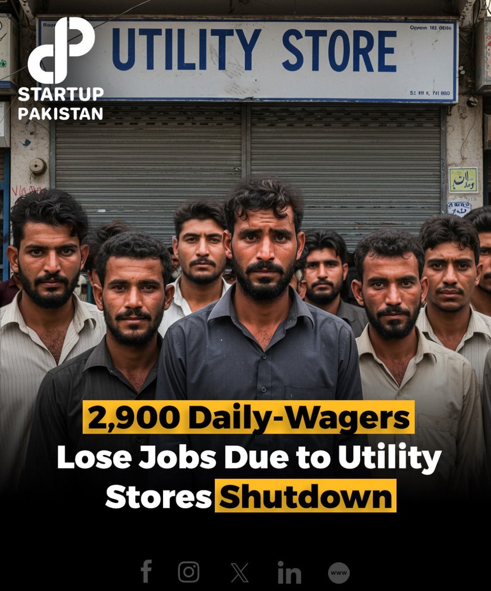 PakStartup's tweet image. The federal government laid off 2,900 daily-wage workers from Utility Stores Corporation (USC) in a single day following its closure. 

#UtilityStoresClosure #JobCuts #GovernmentReforms