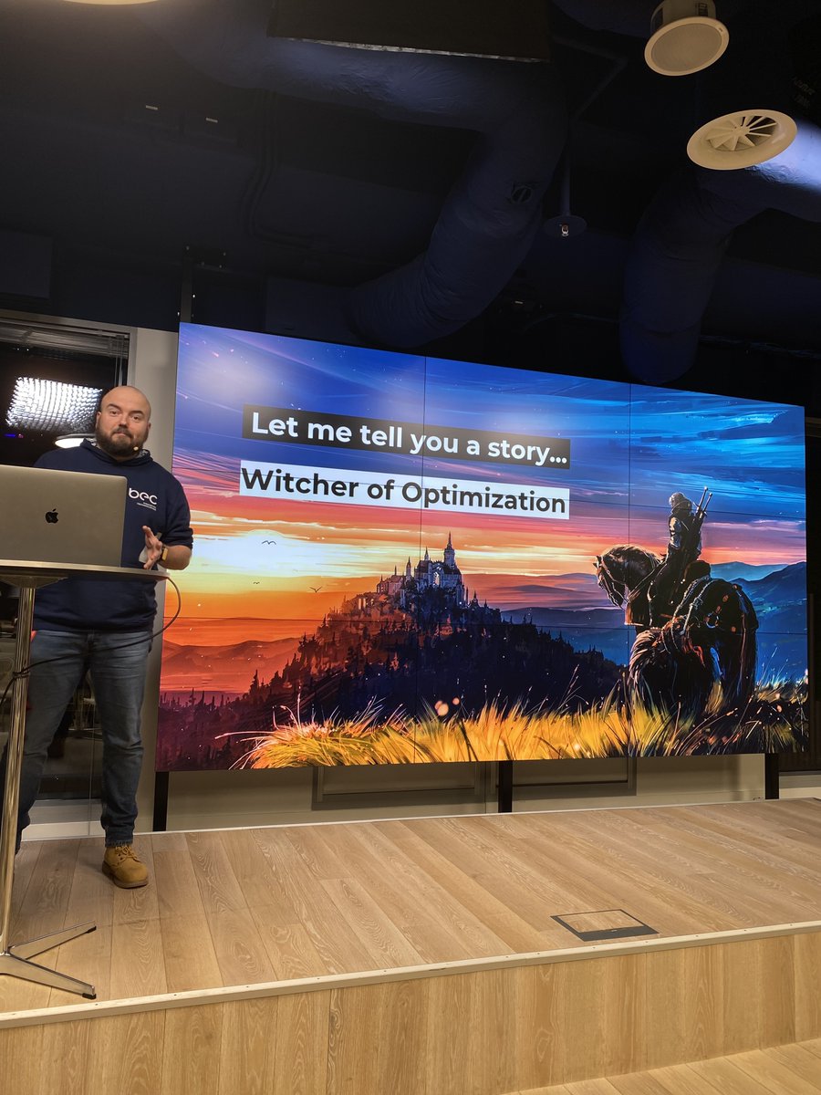 devksh's tweet image. I recently attended WarsawJS meetup #123 at BEC Poland in Warsaw. It was my first tech meetup in the city and it was a great experience. There were cowboys, monorepos, witchers and hydration. 🤠🧙‍♂️💦 It was fun 🚀