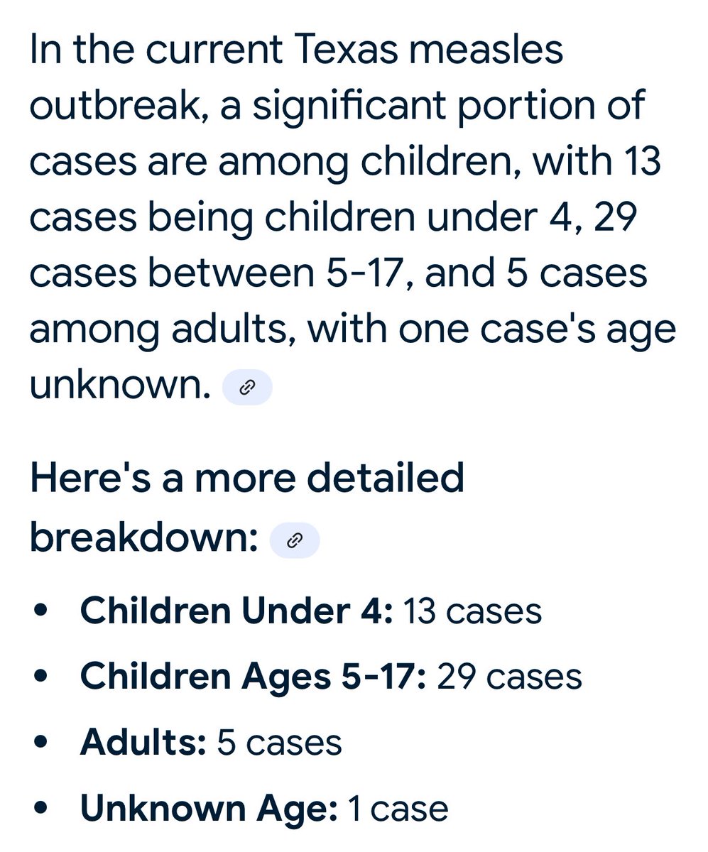 Crucial point about the ongoing measles outbreak in TX: COVID shutdowns were 5 years ago and COVID vaccines were 4 years ago. The majority of those currently infected with measles are over 5 years old. Thus “COVID mistrust” isn’t the main reason for their unvaccinated status.🤷🏽‍♂️