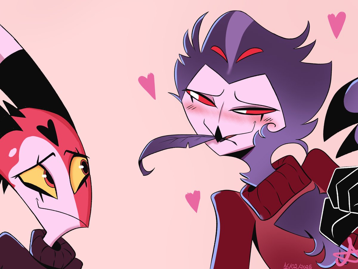 Queenlenart6's tweet photo. Late Valentine drawing 
Bird courting 💕

#Stolitz #HelluvaBoss #HelluvaBossFanart https://t.co/77jVLnkCOJ