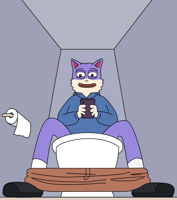 dukocoin's tweet photo. $DUKO got me glued, Literally! 🚽📱💜🐶 https://t.co/MvXuysD2Vh