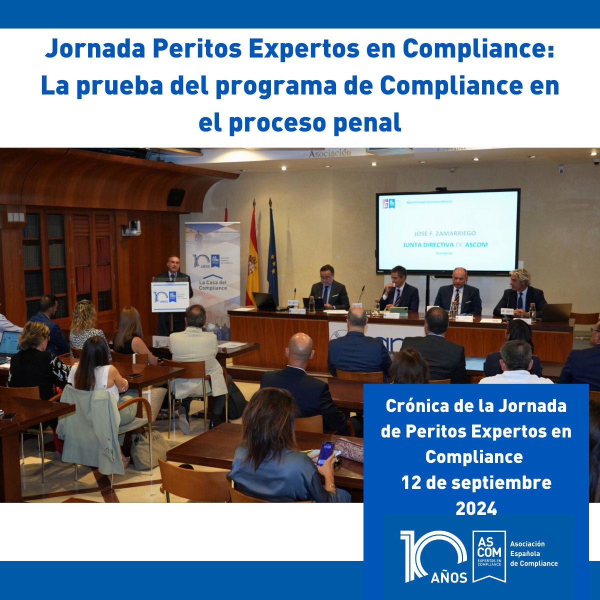 ascomGRC's tweet image. 📘En el #blogAscom, tienes un resumen de la Jornada de Peritos Expertos en Compliance, un evento innovador que también sirvió como ceremonia de entrega de diplomas a los profesionales que obtuvieron el certificado con éxito  #peritosexpertosencompliance.
➡️asociacioncompliance.com/jornada-perito…
