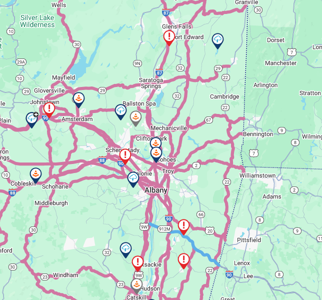 Giuliana Bruno (@giulianabrunotv) on Twitter photo ‼️The red exclamation points on this map from 511NY are all crashes. Please be cautious this morning. The roads are incredibly hazardous and slippery. The snow isn't what we're particularly worried about - it's the freezing rain and sleet. <a href="/WTEN/">NEWS10 ABC</a> ‼️The red exclamation points on this map from 511NY are all crashes. Please be cautious this morning. The roads are incredibly hazardous and slippery. The snow isn't what we're particularly worried about - it's the freezing rain and sleet. <a href="/WTEN/">NEWS10 ABC</a>