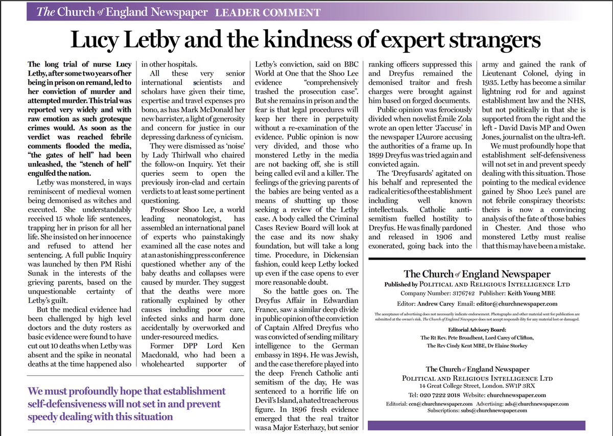 Amen!

"Those pointing to the medical evidence gained by Shoo Lee’s panel are not febrile conspiracy theorists: theirs is now a convincing analysis of the fate of those babies in Chester. And those who monstered Letby must realise that this may have been a mistake."

#LucyLetby