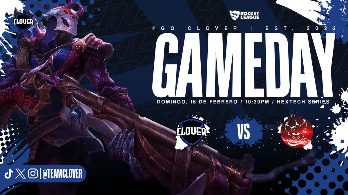 #MATCHDAY | Clover eSports

🛡 | Clover Thunder
🏆 | Hextexh Series División 4
⚔ | <a href="/InfernumGaming/">Infernum</a> 
🕔 | 22:30
📺 | twitch.tv/manchaditotv
¡A ganar! 💙

#GoClover
