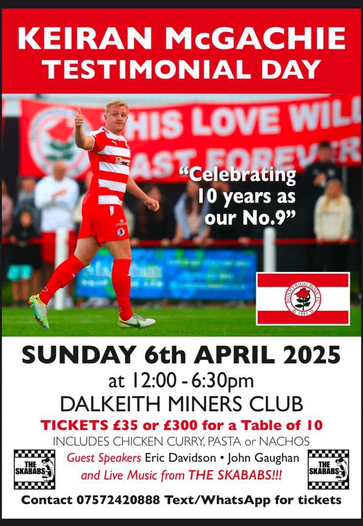 🚨A date for the diary, Keiran McGachie's testimonial day🌹
Tickets and booking details below 👀👇🥳
#COTR #WeAreRose