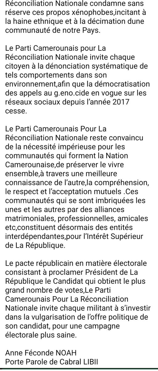 Atejo5's tweet photo. COMMUNIQUÉ DU PCRN https://t.co/nulfXxtA7b