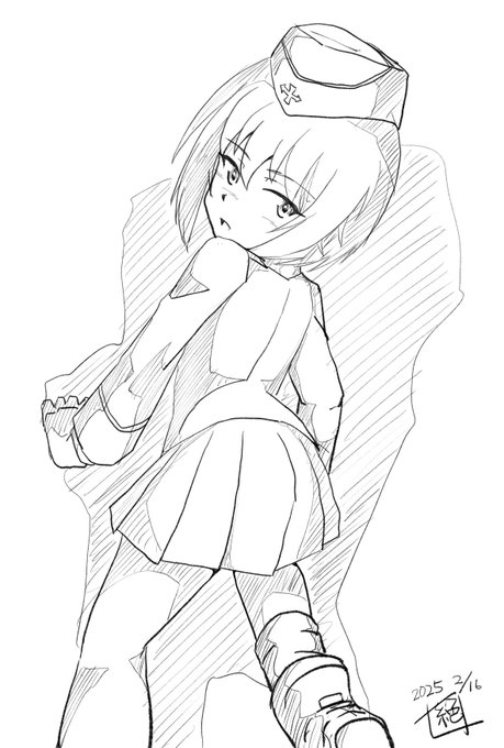 #週末ガルパンお絵描き120分一本勝負#週末ガルパンお絵描き120分一本勝負20250216お題「西住まほ」と言う事でまほ隊長に話を伺いに…何かを探してらっしゃる…?これは合法的に後ろから見れるアングルに…?!おおおお?!隊長さん失礼しますね!グフフ#ガルパン 