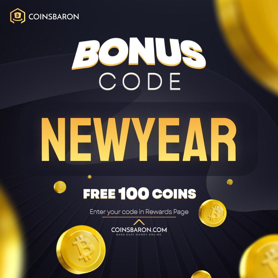 CODE DROP🔥

We have a small surprise for you. 100 coins for the first 100 people!💯

What to do to get it? 🎯

Just two steps:
1️⃣ Go to the website and register through this link -> coinsbaron.com
2️⃣ In the rewards tab, enter the code: „NEWYEAR”

Enjoy! 🎁

#promocode