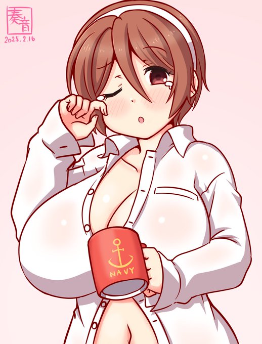 「ふわぁ… あ!
 お、おはようございます…」

#艦これ版真剣お絵描き60分一本勝負_20250216
#名取 