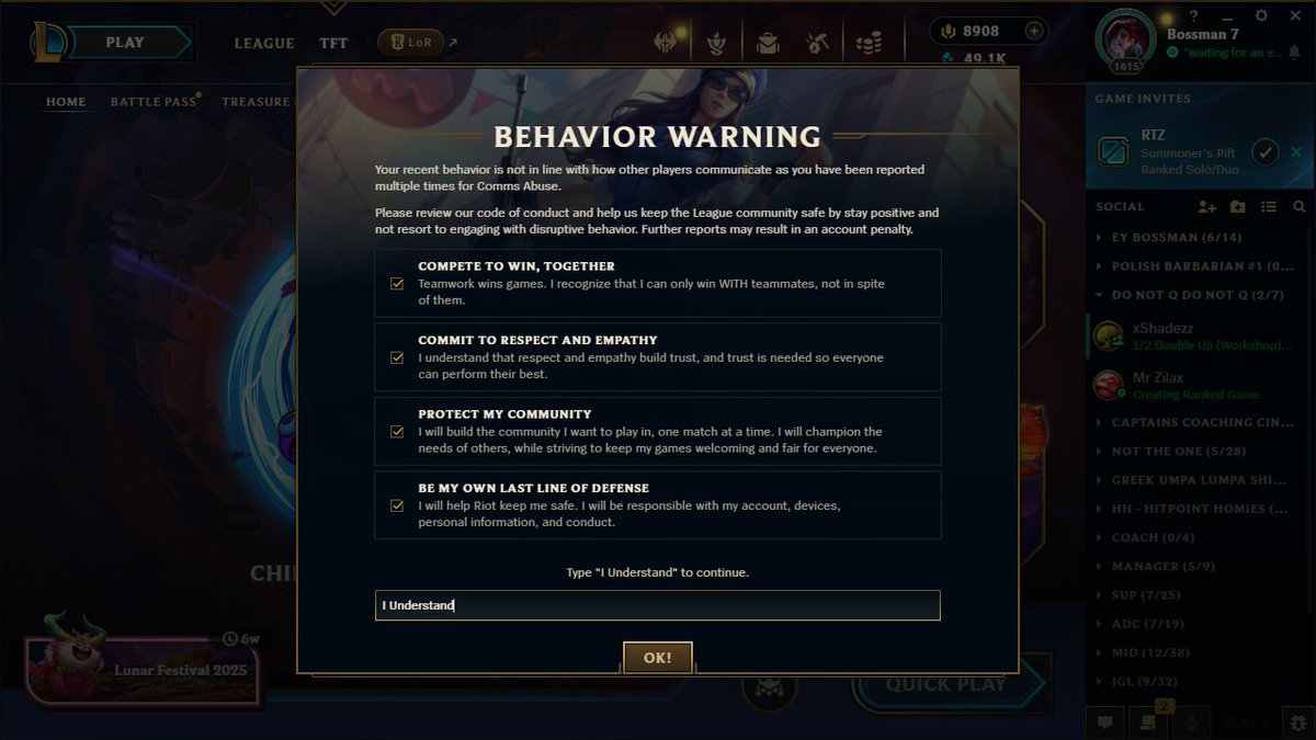 CaptainSexylol's tweet image. so my jgl soft ints
my support duo told me that if i played the game tryhard we couldve won
my toplaner tells everyone to kys and that hes gonna rape their families
but if i call them low elos and beg them to stfu and play i get the behaviour warning HAHAHAHAHHA