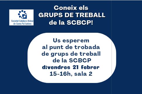 T'esperem al Punt de Trobada de Grups de treball del congrés #SCBCP25  scbcp2025.com

<a href="/JTlimonero/">JTLimonero</a> <a href="/jmalumbrest/">Jenifer Malumbres</a> <a href="/bottaro05/">David Bottaro Parra</a> <a href="/kruzsjulve/">Cruz Sànchez-Julvé</a> <a href="/SerranoGala/">Gala Serrano</a> <a href="/sergipedpal/">Sergi Navarro</a> <a href="/psicopedpal/">Daniel Toro-Pérez</a> <a href="/caita667/">Claudia Cruz</a> <a href="/evajimenezlanza/">Eva Jiménez Lanza</a> <a href="/SaurinaAnna/">Anna Saurina</a>