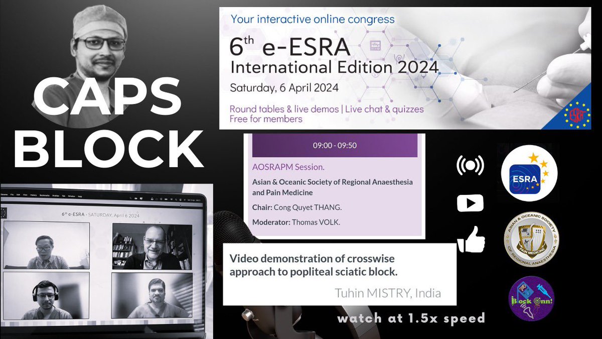 Tuhin (@drtuhinm) on Twitter photo ๐จ New Video Alert! ๐จ
๐ฃ CAPS Block โ Video Demonstration ๐น
Honored to present our work at the AOSRAPM session during the 6th e-ESRA (April 6, 2024)! #eESRA2024 ๐ ๐
๐บ Watch here:
youtu.be/NizbYuLJUgI
A huge thanks to <a href="/ESRA_Society/">ESRA | European Society of Regional Anaesthesia</a> for granting me permission to ๐จ New Video Alert! ๐จ
๐ฃ CAPS Block โ Video Demonstration ๐น
Honored to present our work at the AOSRAPM session during the 6th e-ESRA (April 6, 2024)! #eESRA2024 ๐ ๐
๐บ Watch here:
youtu.be/NizbYuLJUgI
A huge thanks to <a href="/ESRA_Society/">ESRA | European Society of Regional Anaesthesia</a> for granting me permission to