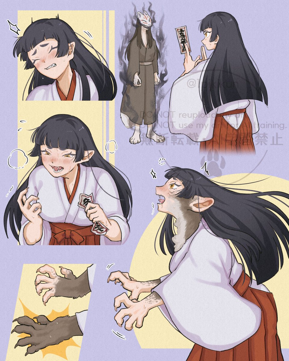 1pikikun's tweet image. Skeb納品しました🐾
依頼者さまのOCちゃん人狼化シークエンスです。
リクエストいただきありがとうございました！