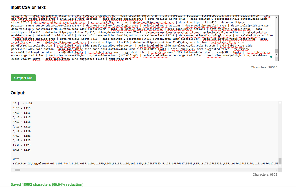 Making efficient text input, fewer tokens, and lesser cost.