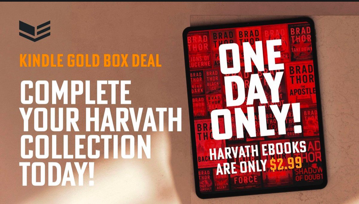BradThor's tweet image. TODAY ONLY! Don't miss your chance to grab all Scot Harvath ebooks for only $2.99 each as part of the @AmazonKindle Gold Box Deal. Which book are you most excited to read?

bradthor.com/books/

#ScotHarvath #BradThor #Kindle #BookSale #ActionThriller