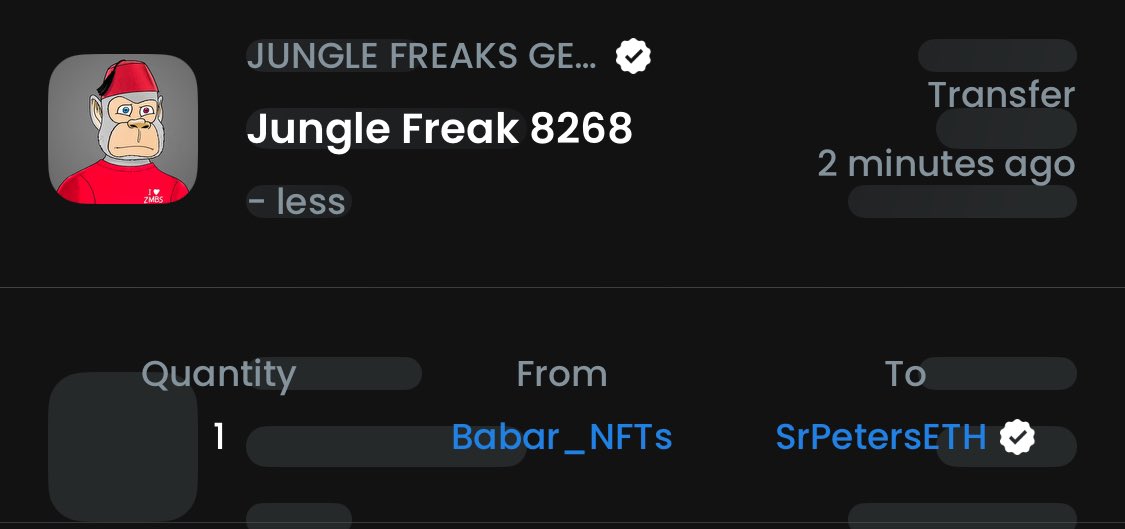 I sent you a something <a href="/srpeters/"></a> 

Check your wallet. 

Consider it a gift from our entire <a href="/JungleFreaksNFT/">JUNGLE FREAKS</a> community.

You are free to do with it as you wish. 

Only love &amp; respect 

<a href="/JungleFreaksNFT/">JUNGLE FREAKS</a> 🤝 <a href="/GodHatesNFTees/">God Hates NFTs 🐇</a>
