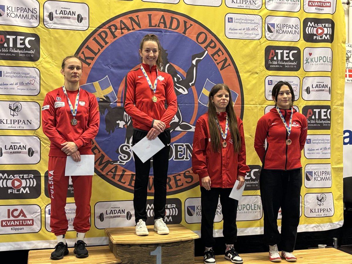 shanebradley1's tweet image. Congrats to ⁦@SaskWrestling⁩ Katie Dutchak who won gold at the Klippan Lady Open in Sweden. Coach Shane and ref Curtis along for the ride. ⁦@HuskieWRES⁩