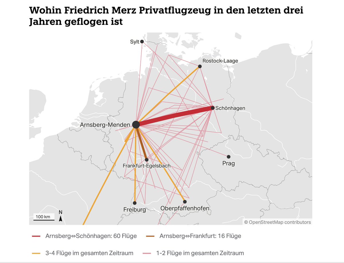 Man muss sich das mal vorstellen. Friedrich Merz pendelt regelmäßig mit dem Privatflugzeug zur Arbeit nach Berlin, während seine eigene Partei für 13,5 Mio. Menschen das Deutschlandticket abschaffen will, weil es angeblich zu teuer ist. Wäre Merz bei den Grünen, es hätte einen