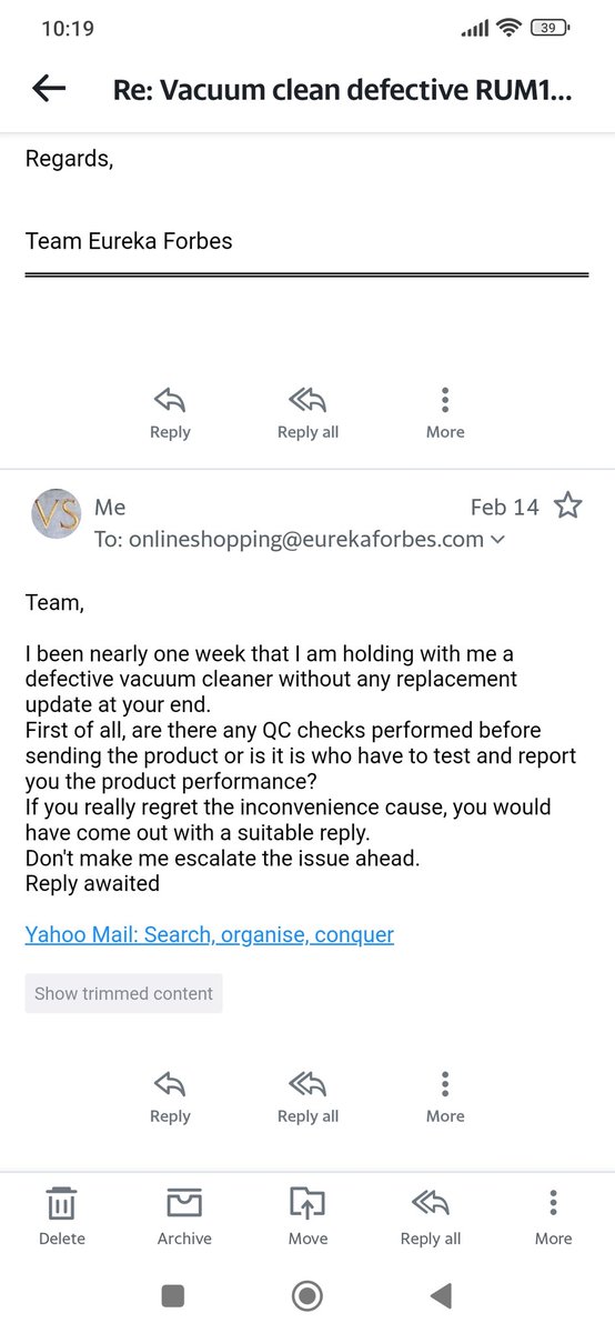 vineetshetty17's tweet photo. @jagograhakjago 
Wake up @EurekaForbes. How many more unanswered mails and zero resolution despite waiting for 2 weeks after delivery of defective vacuum cleaner. Replacement or refund awaited.
Wake up from your sleep &amp; value your customers
Order id RUM1K92648337721 https://t.co/rGmn4PjYV0