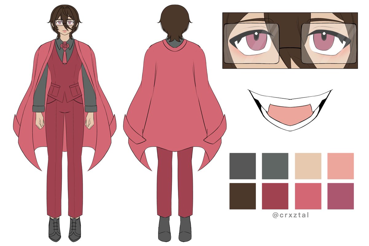 “You look like you’ve seen a ghost.”
“Do… do I really look that bad?!”
Thanks to <a href="/crxztal/">crystal</a> I finally have a reference sheet! You’ll be seeing a lot more of me now that I can recklessly commission people. My wallet T^T‼︎
#vtuber #VtuberEN #characterdesign