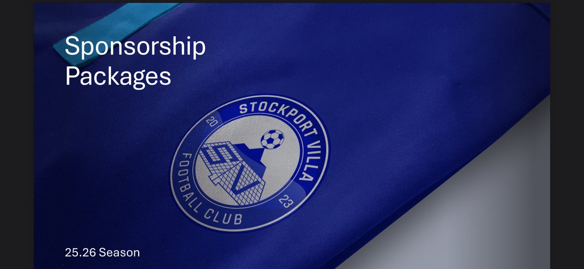 📢 Stockport Villa FC Sponsorship Opportunity for the 25/26 Season! ⚽🔵

Are you a business looking to make a real impact? Partner with us and give back to grassroots football while promoting your brand.

📩 Get in touch to explore our sponsorship packages!

#UpTheVilla l