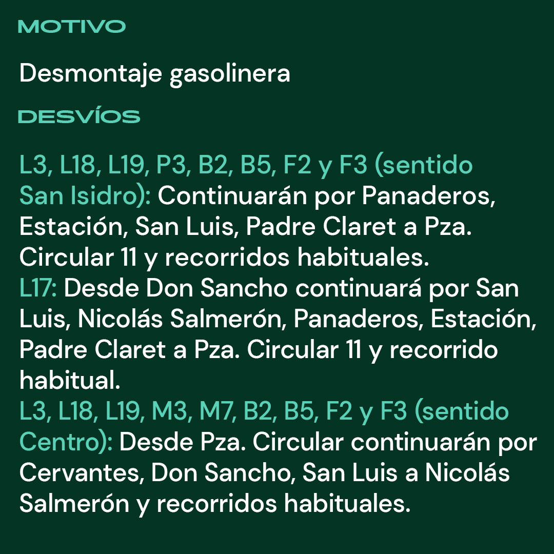 AuvasaVLL's tweet photo. ⛔ Previsión de corte en #PlazaCircular entre calles Cervantes y Nicolás Salmerón por obras
📅 A partir de mañana, lunes 17 de febrero
🚍 Líneas afectadas: 3, 17, 18, 19, P3, B2, B5, M3, M7, F2 y F3
❌🚏 Pza. Cruz Verde 5
✅🚏 Más cercana: Pza. Circular 11 https://t.co/H0EIUQkrBa