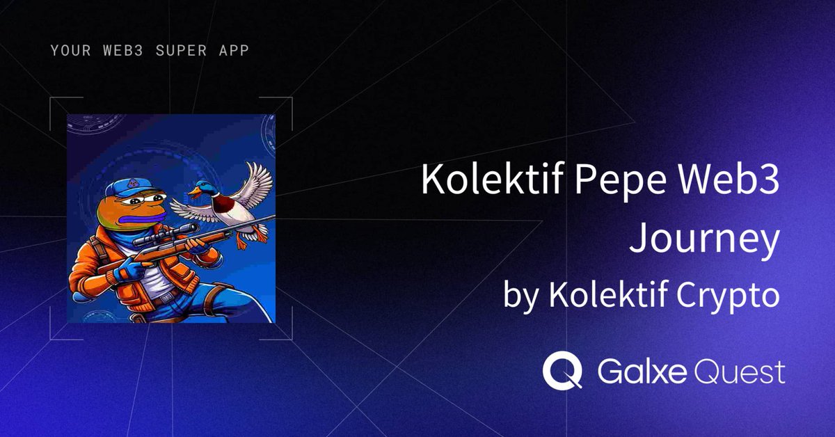 Kolektif Pepe Web3 Journey in <a href="/Galxe/">Galxe</a>

We are waiting for all Pepes. Especially the rich ones.

app.galxe.com/quest/VZqkvnfD…