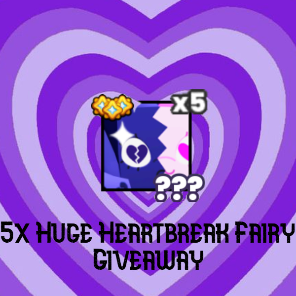 Noisy_120's tweet image. 💜HEARTBREAK FAIRY GIVEAWAY!!🩷
I&apos;m giving away 5 Huge Heartbreak Fairies to 5 winners!

here are the requirements:   
Comment with your username 
like♥️ and retweet ♻️
follow @Noisy_120
Tag friends (optional)

Ends in 3 days! Goodluck!
#Petsimulator99 #Giveaway