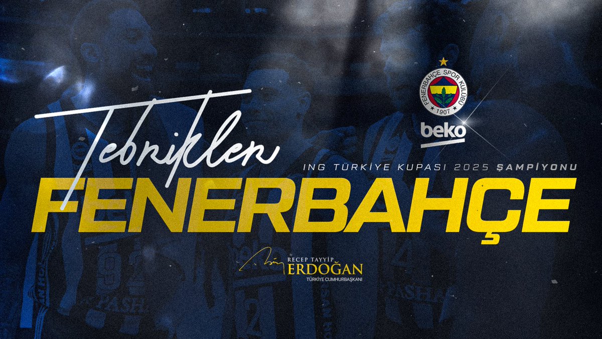 Recep Tayyip Erdoğan (@rterdogan) on Twitter photo ING Türkiye Kupası 2025 Şampiyonu olan Fenerbahçe Beko Basketbol Takımı’nı ve tüm <a href="/FBBasketbol/">Fenerbahçe Beko</a> camiasını canıgönülden tebrik ediyorum. ING Türkiye Kupası 2025 Şampiyonu olan Fenerbahçe Beko Basketbol Takımı’nı ve tüm <a href="/FBBasketbol/">Fenerbahçe Beko</a> camiasını canıgönülden tebrik ediyorum.