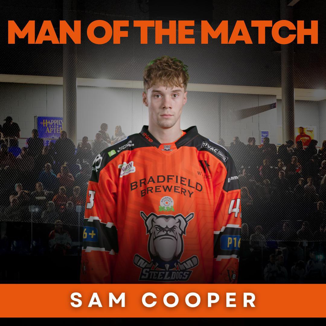 SteeldogsIHC's tweet photo. Tonight’s #SteeldogsHockey man of the match goes to Sam Cooper 🐶 https://t.co/FwLmMIqi19