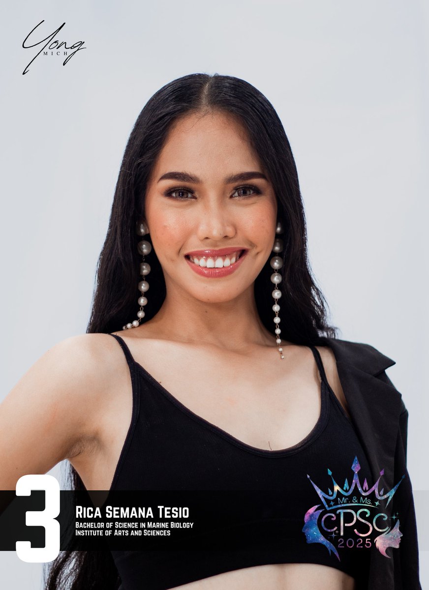 cpsc_csg's tweet photo. #3: MS. RICA S. TESIO
Institute of Arts and Sciences

#NetizensChoiceAward
#MrAndMsCPSC2025
#30thFoundingAnniversary https://t.co/hAmn2I1wji