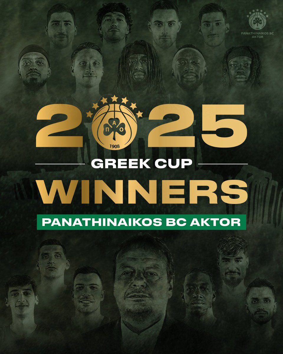 GIGANTESbasket's tweet photo. ☘️El Panathinaikos se proclama campeón de la Copa de Grecia

🔝 @juanchiviris41, clave con 11 puntos y 17 rebotes 

Victoria por 79 a 75 sobre Olympiacos https://t.co/m48mSGbr41