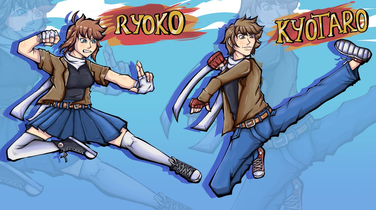 comision que le hice a <a href="/elryomas01/">el cromas =v</a> ñuñ
me costo mucho hacer la pose de kyotaro jaja 
#ocart #digitalart #fight #digitalart #art #Commission