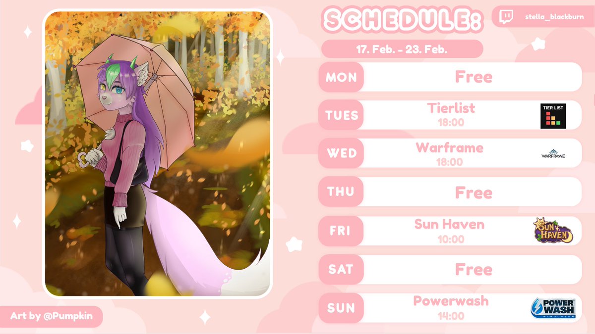 Neuer Wochenplan ❤️❤️❤️

#GERVtuber ❤️