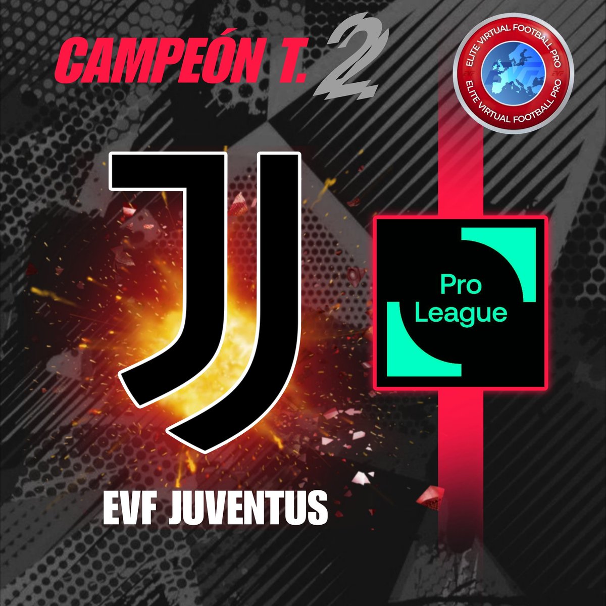 PRESENTAMOS A LOS CAMPEONES DE LIGA DE LA TEMPORADA 2 DE EVF PRO @Official_EVF de 00:00 a 01:00.

🥇Campeón La Liga:
<a href="/EvfRealSociedad/">Evf Real Sociedad</a> 
🥇Campeón Premier League:
<a href="/EVFLIVERPOOLFC/">EVF LIVERPOOL FC</a> 
🥇Campeón Pro League:
@EVF_JUVENTUS 

FELICIDADES CAMPEONES!!!