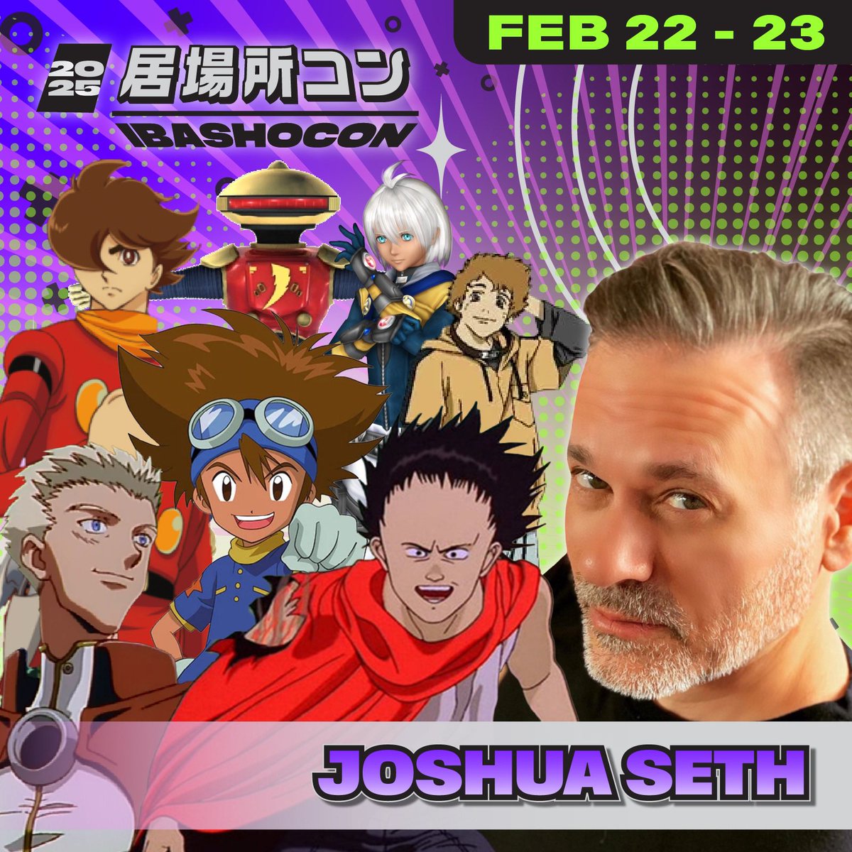 🚨 One Week! I’ll be appearing at @ibashocon next weekend, February 22-23 in Raleigh, NC with my Digimon cast mates <a href="/DorothyFahn/">dorothy fahn</a> and #TomFahn (aka Agumon) 🎉 Can’t wait to see everybody there! #anime #voiceactor #digimon #akira #ibashocon