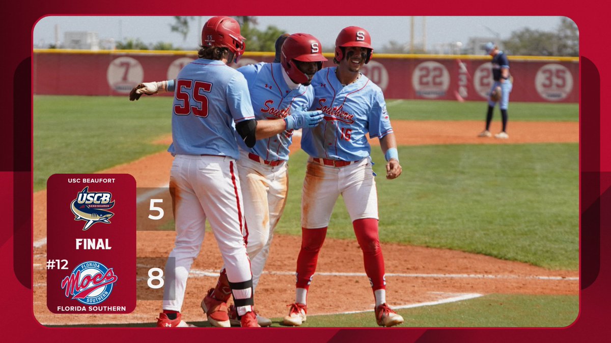 Florida Southern Mocs (@fsc_mocs) on Twitter photo Another series sweep for No. 12 <a href="/MocsBaseball/">FSC Baseball</a> with an 8-5 win over the Sand Sharks this afternoon!
Mocs have their first road trip of the season next weekend with an SSC opener against Florida Tech. #LetsGoMocs
📰: fscmocs.com/news/2025/2/16… Another series sweep for No. 12 <a href="/MocsBaseball/">FSC Baseball</a> with an 8-5 win over the Sand Sharks this afternoon!
Mocs have their first road trip of the season next weekend with an SSC opener against Florida Tech. #LetsGoMocs
📰: fscmocs.com/news/2025/2/16…