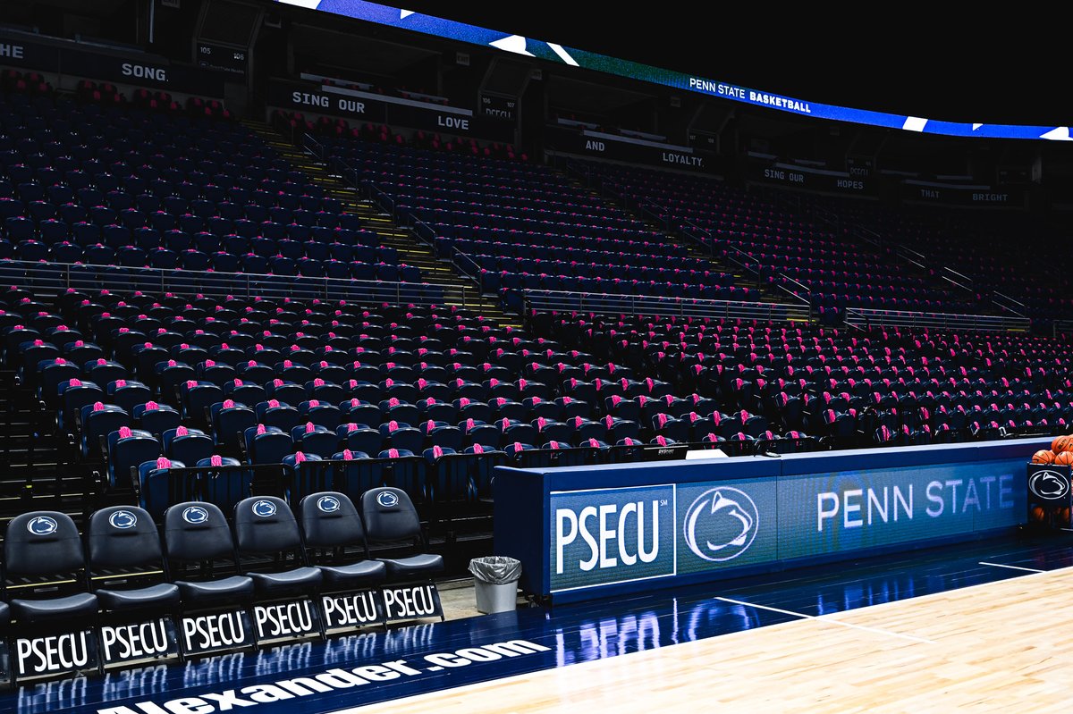 PennStateWBB's tweet photo. Painting the BJC pink today 💓 

#LionMentality x @PAPinkZone https://t.co/gP4vOdpJJc