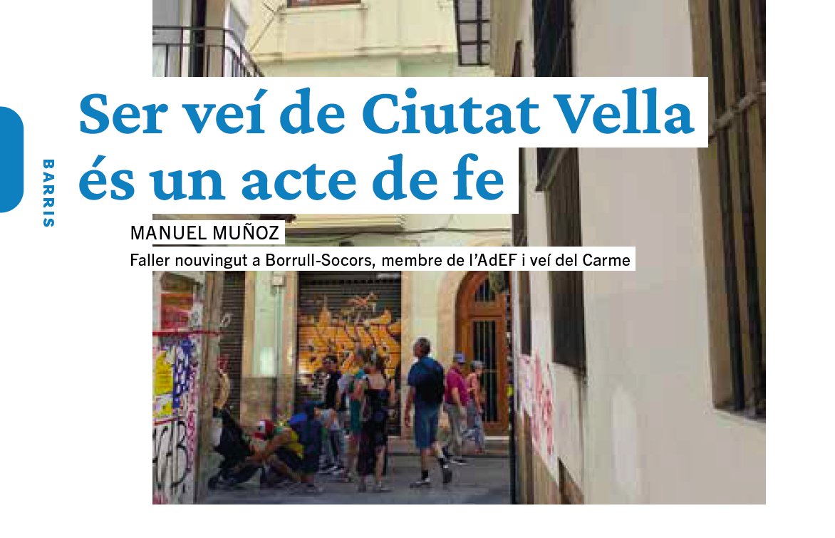 Dins de l'apartat #Barris de l'#ÚltimAvís cal llegir Ser veí de Ciutat Vella és un acte de fe de Manuel Muñoz <a href="/c0rrecte/">Manuel 🌈🔻</a>, faller nouvingut a <a href="/borrull_socors/">Falla Borrull Socors</a>, membre de l’AdEF i veí del Carme drive.google.com/file/d/16HqdgR… <a href="/GVAeducacio/">GVA Educació</a>