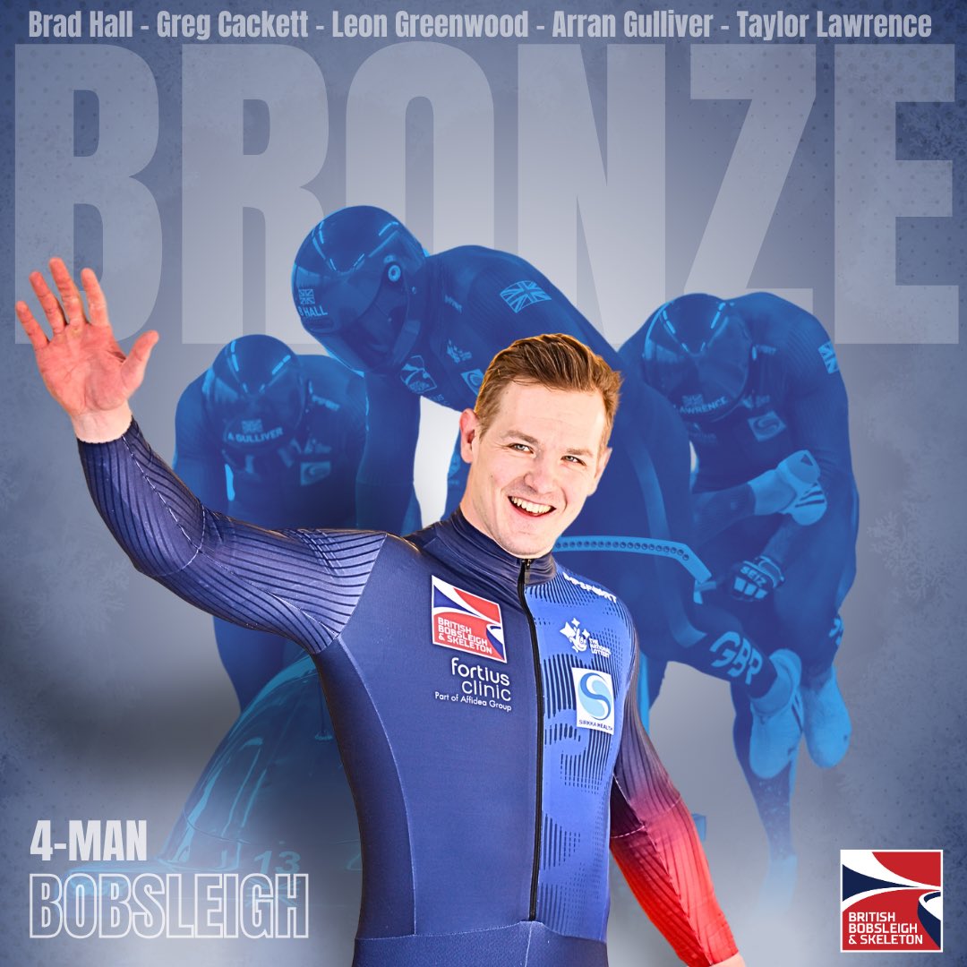 Overall bronze for Team Hall 🥉👏 

Massive team effort from <a href="/BobsleighBrad/">Bradley Hall OLY</a>, Greg Cackett, Leon Greenwood, Arran Gulliver &amp; Taylor Lawrence  to secure another overall podium 🔥 

6/7 races on the podium this year 🤯🤩