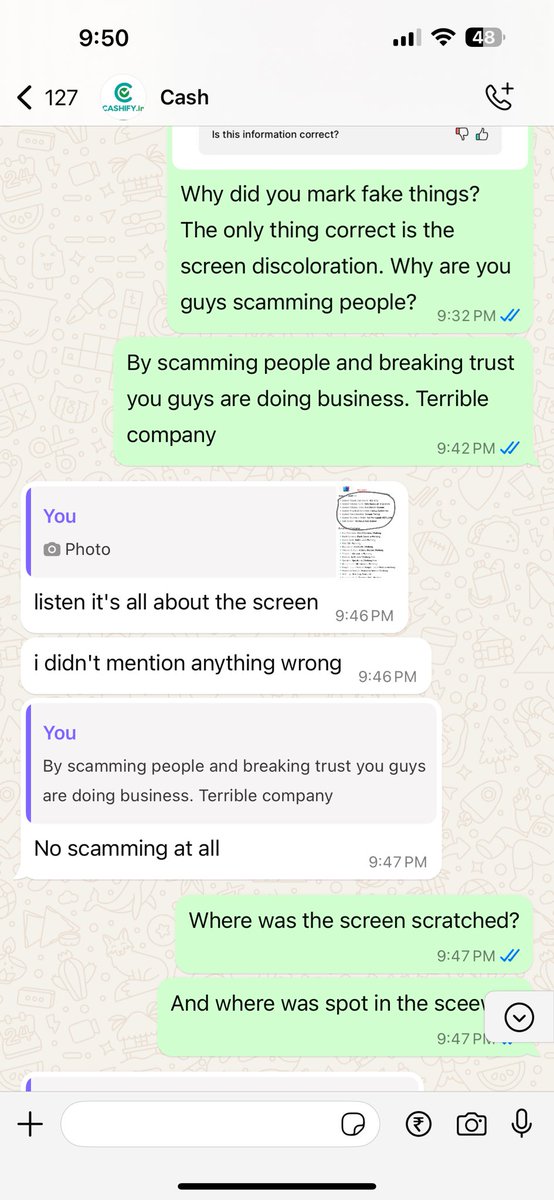 Manisha1915's tweet photo. @Cashify_ This is how this terrible company is scamming their customers https://t.co/4VruJrdgGx